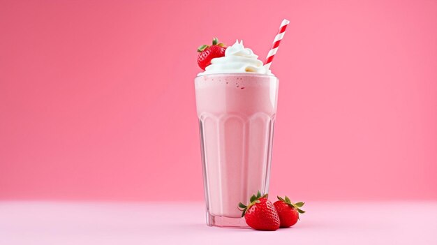 Shake froid rose verre frais milkshake nourriture cocktail smoothie sucré fraise boisson yogourt crème aux fruits dessert lait boisson d'été