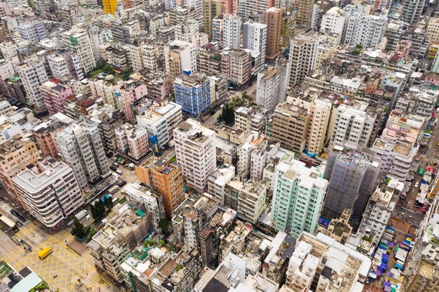 Sham Shui Po, Hong Kong 28 août 2018 :-Vue aérienne du bâtiment de la ville dense de Hong Kong