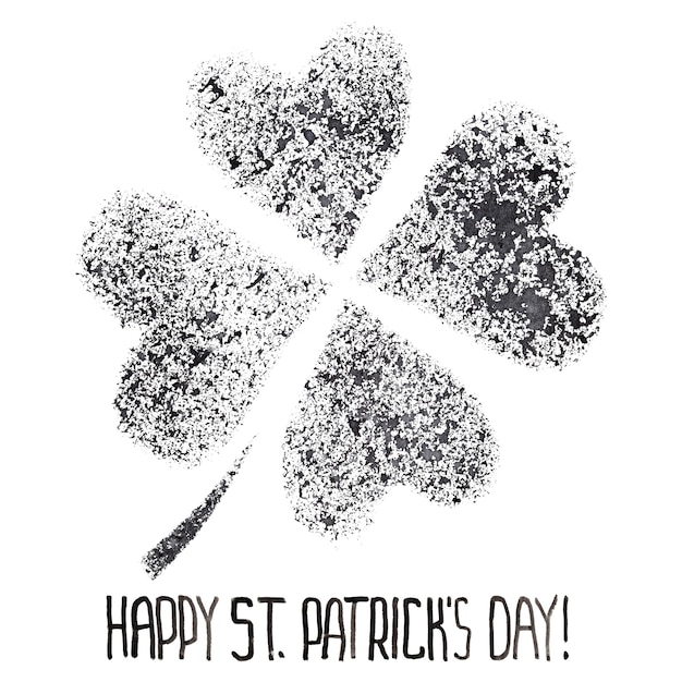Shamrock - trèfle irlandais à quatre feuilles au pochoir - illustration raster de style graffiti