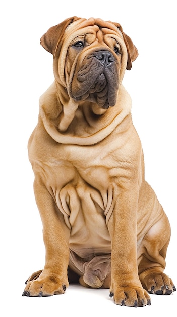 Photo shar pei assis isolé