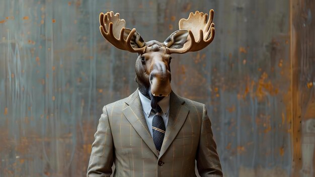 Photo sharpdressed moose vitrines concept de chic minimaliste élégant moose mode minimaliste modèle d'animal tenue chic sharpdressed faune