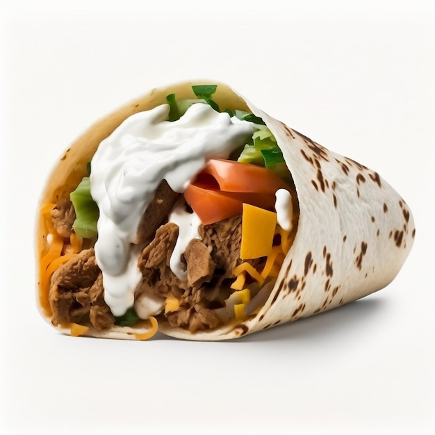 Shawarma isolé sur fond blanc et noir AI générative