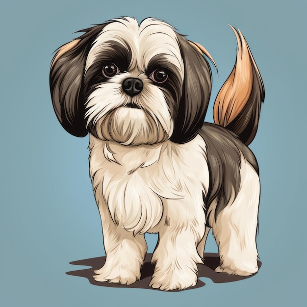 Shike Shih Tzu Puppy Cartoon Illustration Vecteur