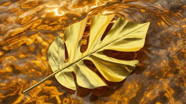 Photo shiny yellow leaf gold foil texture background