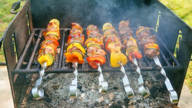 Shish Kebab cuisine sur la nature