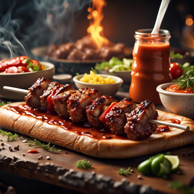 Le shish kebab est un délicieux plat de viande grillée à base de bœuf ou de poulet d'agneau et mariné.