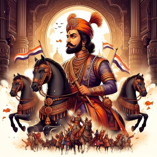 Photo shivaji maharaj jayanti le légendaire roi guerrier dans les illustrations