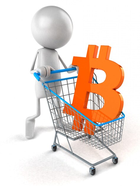 Shopping Bitcoin - Illustration 3D