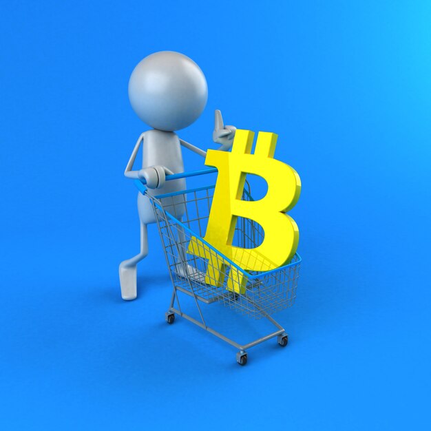 Shopping Bitcoin - Illustration 3D