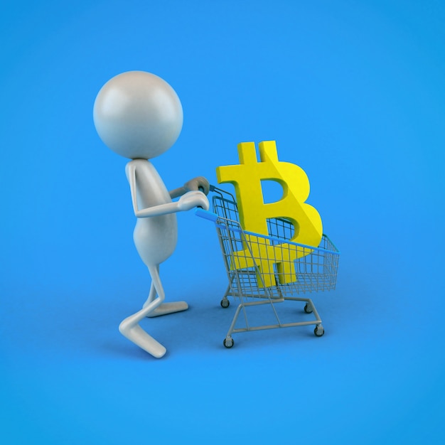 Shopping Bitcoin - Illustration 3D