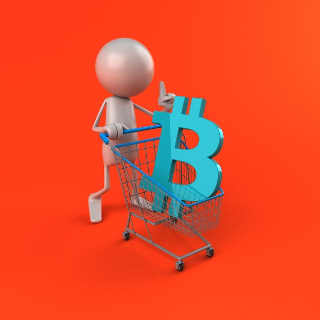 Photo shopping bitcoin - illustration 3d