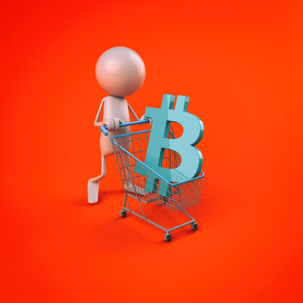 Shopping Bitcoin - Illustration 3D