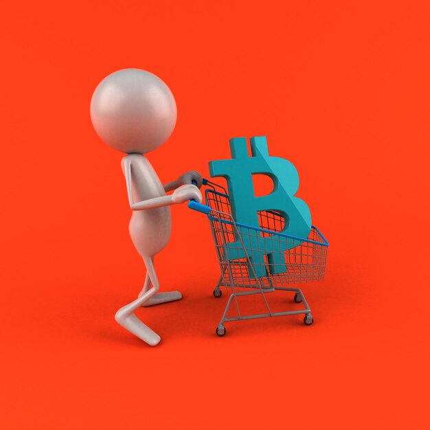 Shopping Bitcoin - Illustration 3D