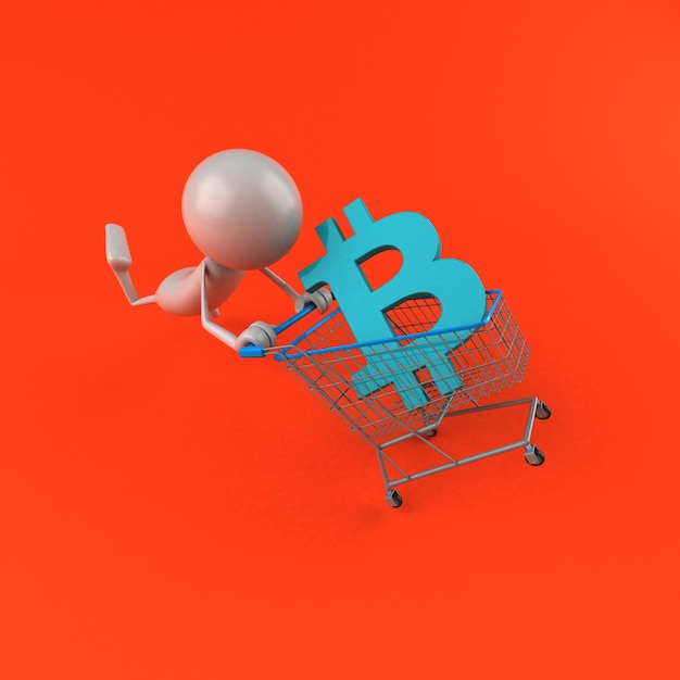 Shopping Bitcoin - Illustration 3D