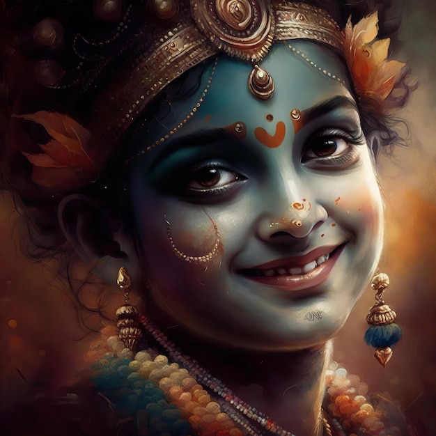 Shree Krishna Illustration pour janmashtami Generative Ai