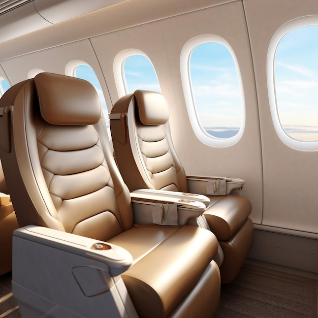 Sièges d'affaires luxueux de première classe pour les voyages en avion AI générative