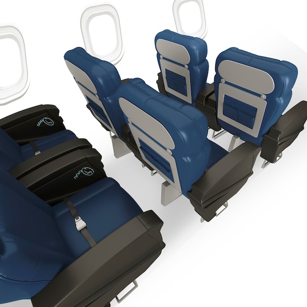 Photo sièges d'avion passagers avec accoudoirs en cuir rendu graphique 3d