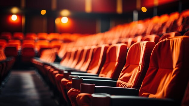 Des sièges de cinéma rouges vides