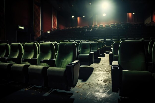 Sièges de cinéma vides sous éclairage ambiant