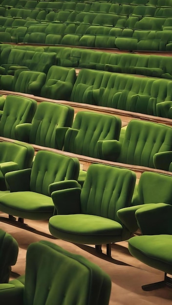 Des sièges verts dans une rangée