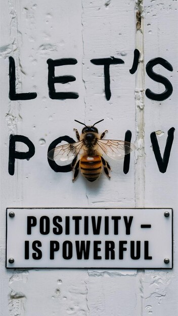 Photo a sign that sayslets point is a bee