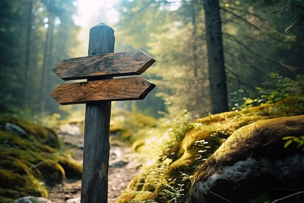 Signalisation dans la nature pour indiquer à la fois comment s'y retrouver et comment accéder à l'environnement urbain