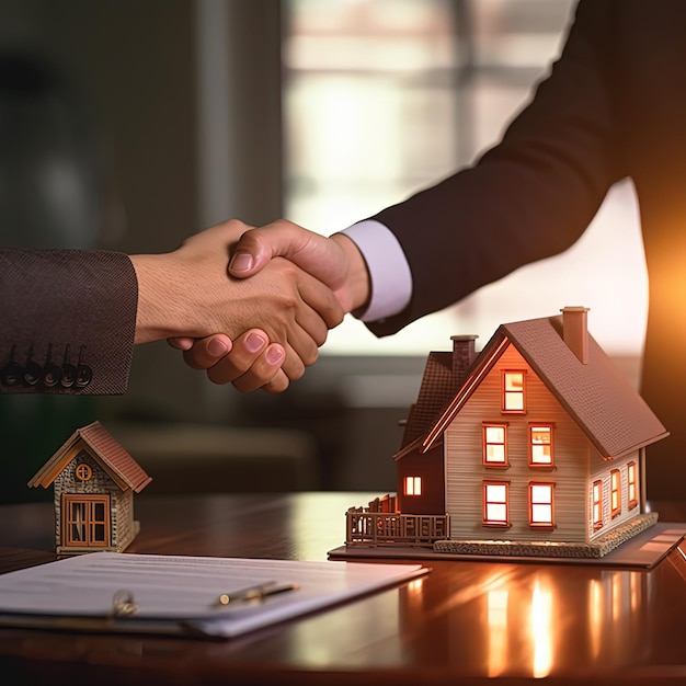 Signature d'un accord immobilier pour une nouvelle maison avec quelques jeunes clients heureux