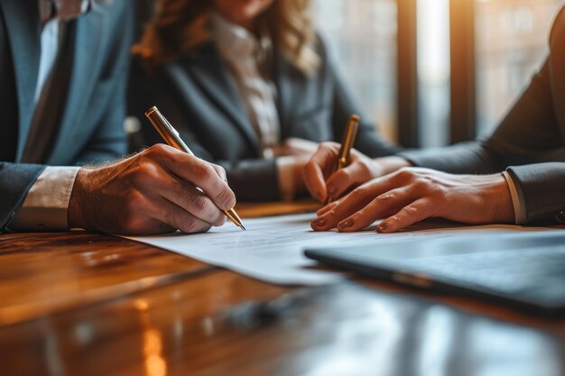 Signature de contrats lors d'une réunion d'affaires image de réunion d'affaires