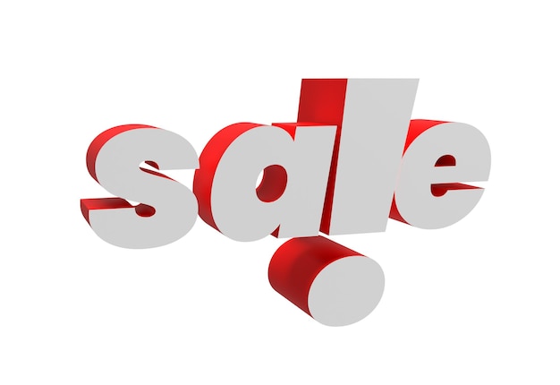 Signe 3D Texte promotionnel en vente Blanc et rouge Arrière-plan transparent
