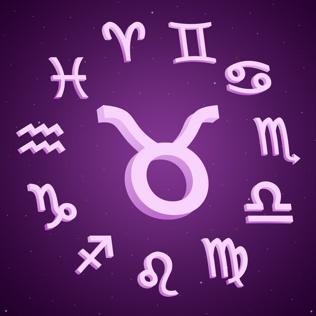 Signe astrologique Taureau avec tous les signes autour de la 3D