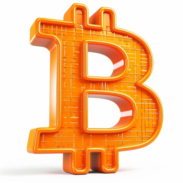 Signe Bitcoin orange isolé sur fond blanc