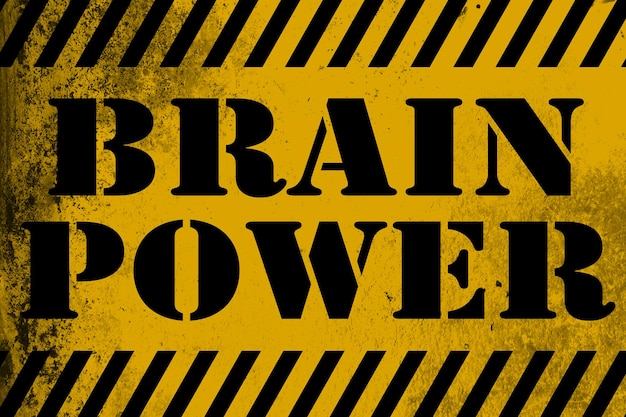 Signe Brain Power jaune avec des rayures