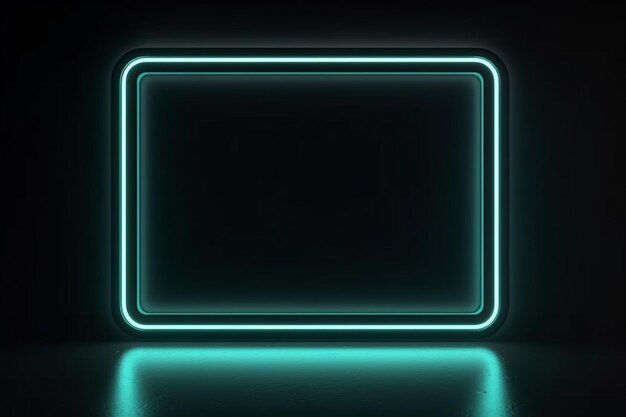Signe de cadre carré dans l'image de rectangle de forme sur fond noir Vue de dessus AI générative de style futuriste