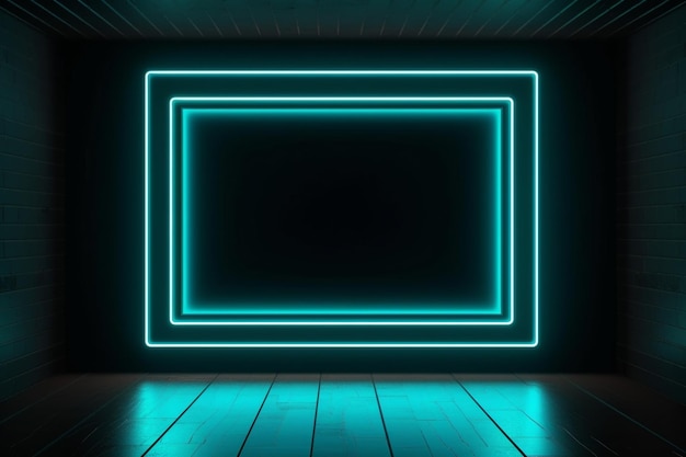Signe de cadre carré dans l'image de rectangle de forme sur fond noir Vue de dessus AI générative de style futuriste
