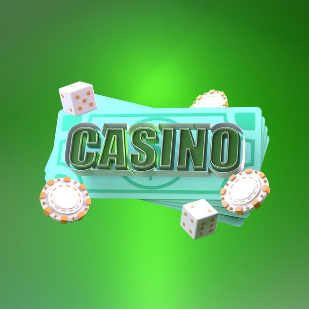 Signe de casino et rendu d'argent en 3D