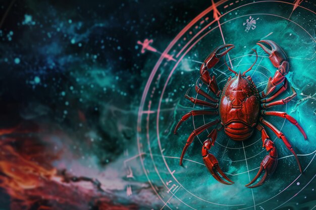 Signe du zodiaque Cancer contre la roue de l'horoscope