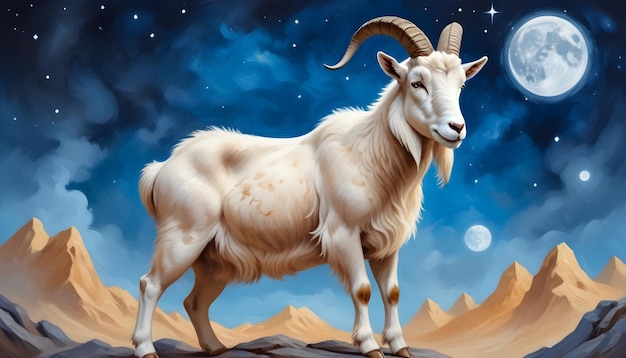 Signe du zodiaque chinois Arrière-plan de l'univers de la chèvre