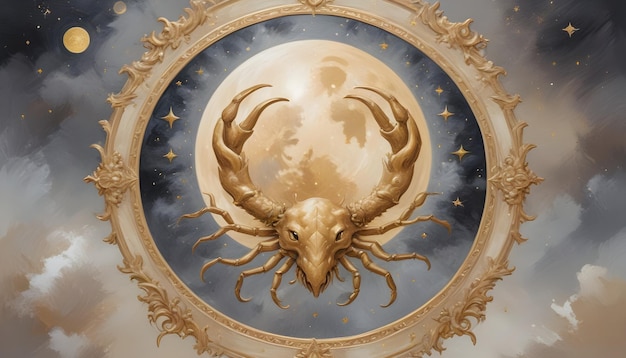 Le signe du zodiaque du Cancer, une image d'un crabe et de la lune