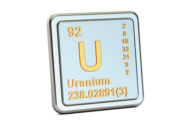 Photo signe d'élément chimique uranium u rendu 3d