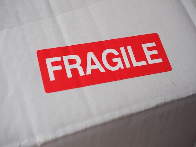 Photo signe d'étiquette fragile