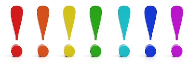 Signe d&#39;exclamation en différentes couleurs