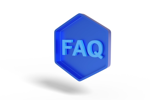Signe hexagonal bleu avec le texte FAQ.