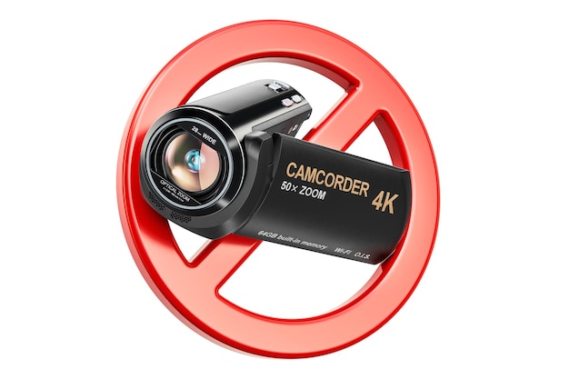 Photo signe interdit avec caméra vidéo caméscope rendu 3d