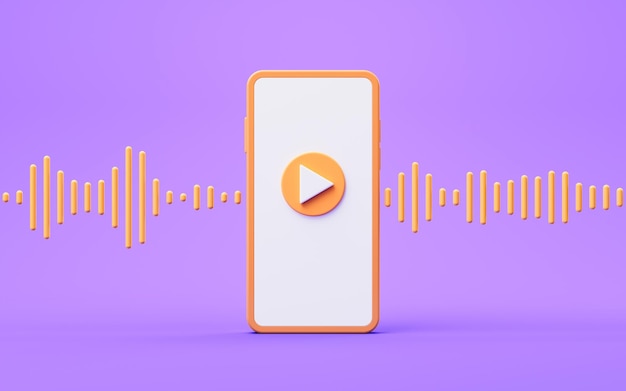 Signe de lecteur de musique avec illustration 3D de rendu 3D de style dessin animé