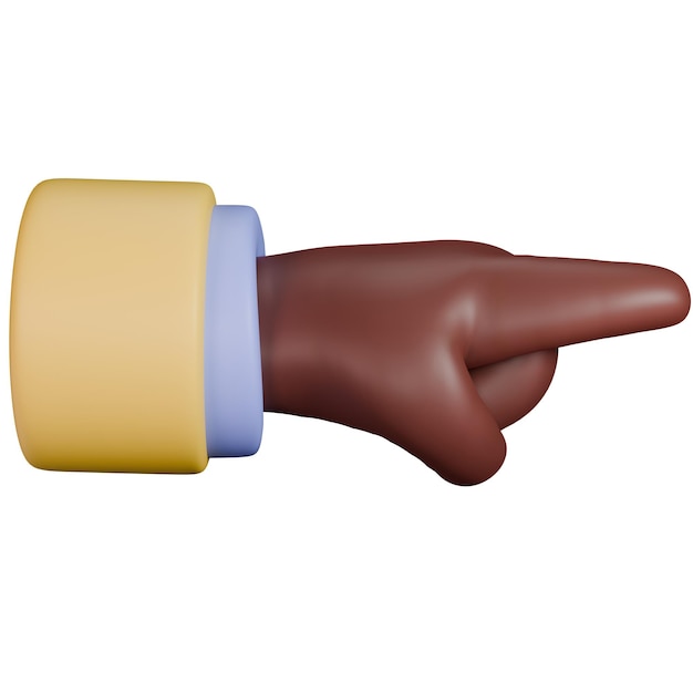 Le signe de la main de la peau brune 3D rend l'icône de style dessin animé isoler l'élément
