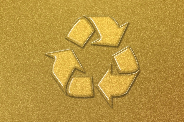 Signe de recyclage, symbole de recyclage, concept d'écologie et de recyclage, fond d'or