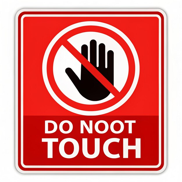 Photo signe rouge interdit avec la main ne touchez pas sécurité risque danger illustration vectorielle d'attention à la sécurité
