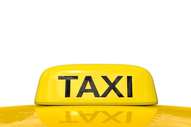 Signe de taxi rendu 3D sur fond blanc