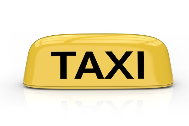 Signe de taxi rendu 3D sur fond blanc