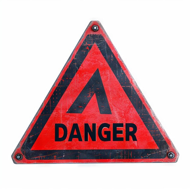 Photo un signe triangle rouge avec le mot danger